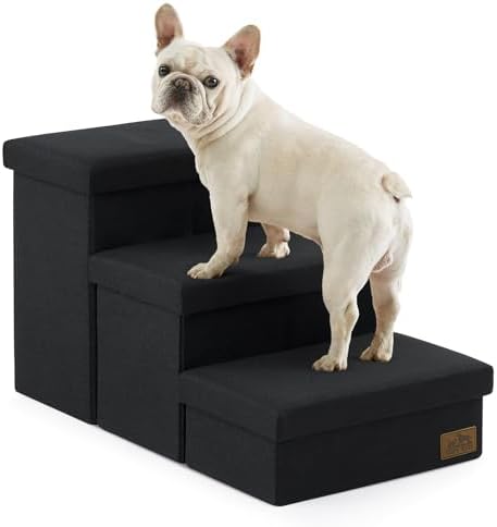 COZY KISS Dog Stairs with Storage, 16.7" H Wider Dog Steps by COZYKISS
