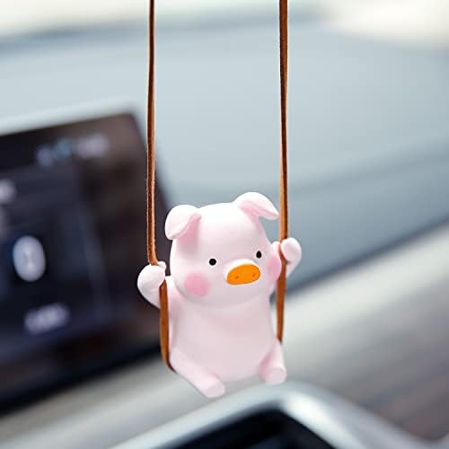 YGMONER Super Cute Swinging Pig Car Mirror Hanging Ornament Car Interior by YGMONER