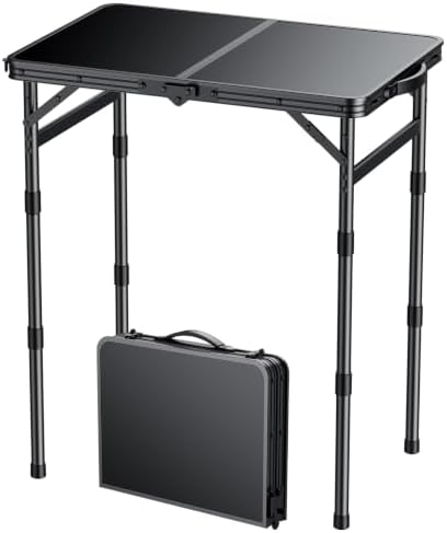 EYPINS Folding Camping Table Portable, 3 Adjustable Heights, 23x16in MDF Top by EYPINS