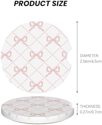 Pink Bow Car Coasters for Cup Holder Absorbent Ceramic Cup Coaster 2 Pack Anti - Image 6
