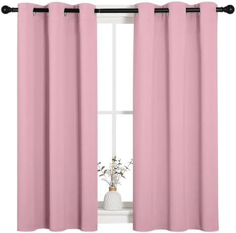 NICETOWN Bedroom Curtain Panels, 1 Pair, 34 by 45-inch, Crystal Pink - Image 2