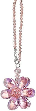 Pink Crystal Flower Car Charm Rear View Mirror Pendant Decor by HDHYALINEDORA