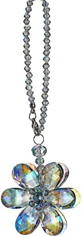 Crystal Flower Car Rear View Mirror Pendant Hanging Auto Decor - Image 3