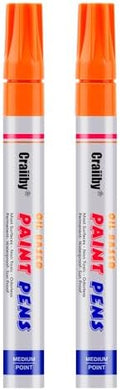Orange Paint Markers, 2 Pack Oil-Based Waterproof Quick Dry Permanent Paint Pen by Craiiby