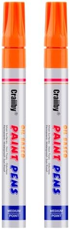 Orange Paint Markers, 2 Pack Oil-Based Waterproof Quick Dry Permanent Paint Pen by Craiiby