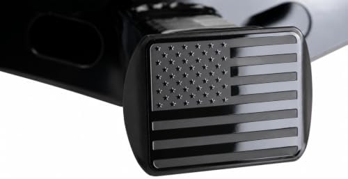 2.5" Black USA Flag Stainless Steel Hitch Cover - Image 3