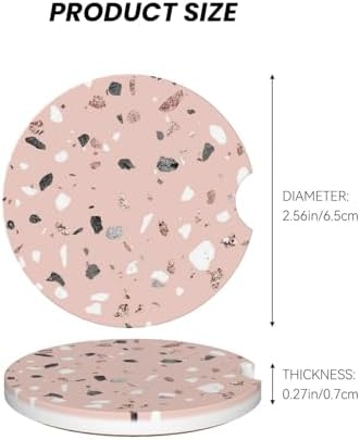 Pink Terrazzo Car Coasters for Cup Holder Absorbent Ceramic Cup Coaster 2 Pack - Image 6