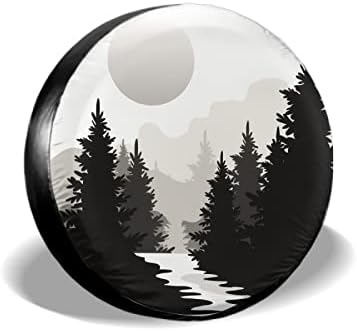 Abstract Moon Spare Tire Cover Mountain Tree Waterproof Dust-Proof Universal by Unknown