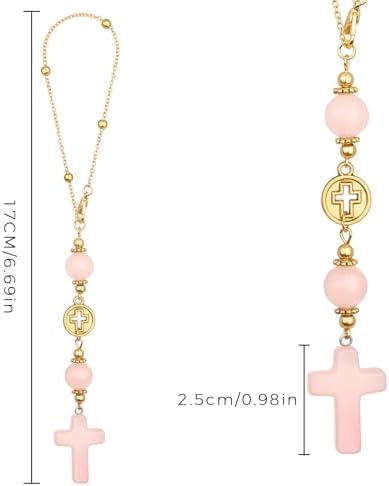 Cross Crystal Hanging Car Charm, Cute Healing Stones Car Decor - Image 5