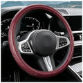 AUCELI 14.5-15 Inch Steering Wheel Cover Non-Slip Leather, Wine Red by AUCELI