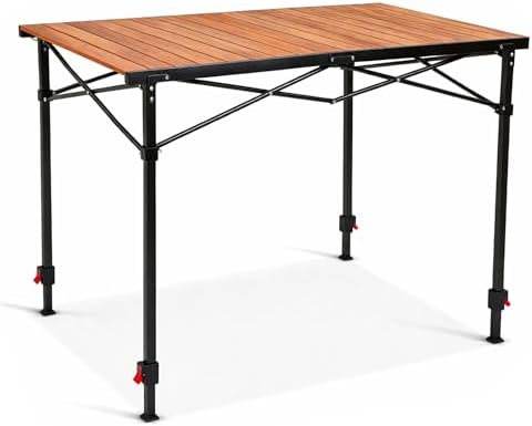 Large Roll-up Aluminum Camping Table – Adjustable Height, Heat-Resistant by Outsider