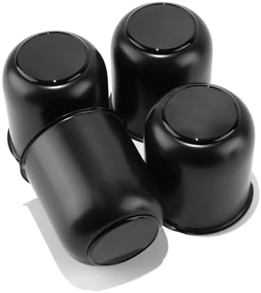 4Pcs 3.27" Stainless Trailer Wheel Center Caps, 3.41" H Matte Black by DEWFLEW