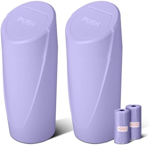 Car Trash Can Bin with Lid-2 Packs Car Garbage Can Cup Holder-Light Purple Mini by SGLRT