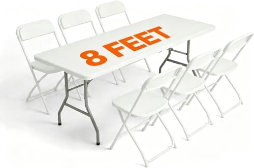 Portable 7-Piece 8 Feet Folding Table and Chairs Set by WelcometoEDWINENE
