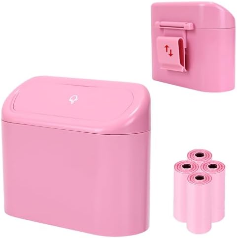 Ginsco Mini Car Trash Can with Lid, Small Car Garbage Can, Cute Leakproof ABS by Ginsco