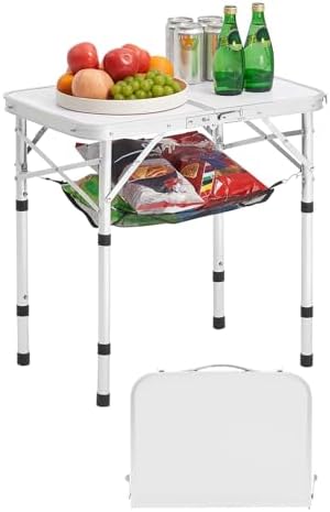 VEVOR Folding Camping Table, Adjustable Height Aluminum MDF Outdoor Portable by VEVOR