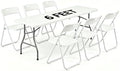 6 FT Foldable Table Set with 6 White Plastic Folding Chairs by WelcometoEDWINENE