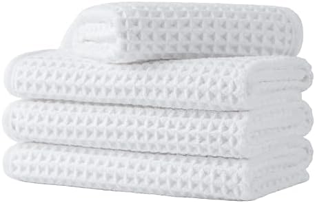 Microfiber Waffle Face Towels, 4 Pieces, Fast Drying, Lint Free 430 GSM by Unknown
