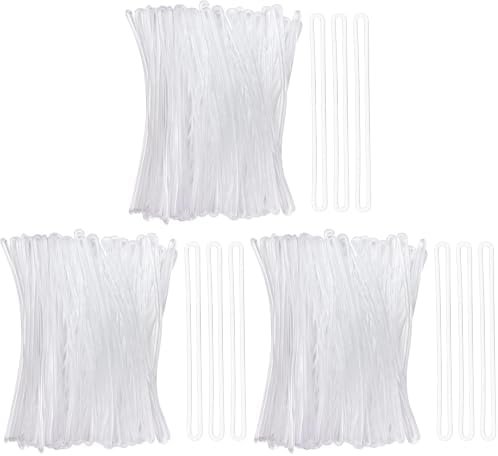 300 Pack Clear Plastic Luggage Straps, Worm Loops by SBYURE
