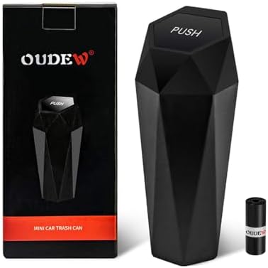 Car Trash Can with Lid, 15 Trash Bags, 1 Pack by OUDEW