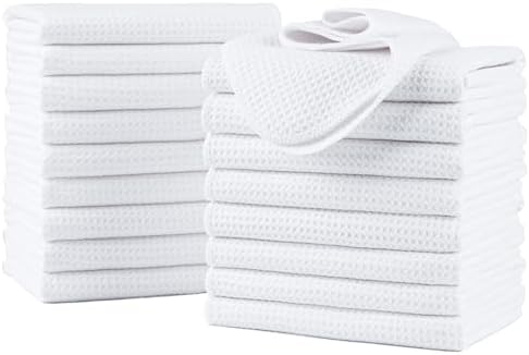 POLYTE 340 GSM Microfiber Waffle Kitchen Dish Tea Towel, 16x28 in, 18 Pack by Polyte