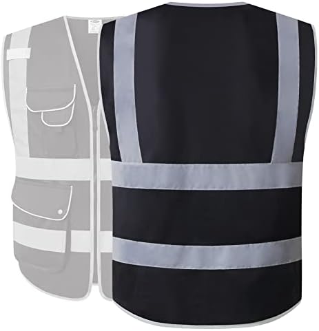 JKSafety Safety Vest for Men Women Reflective Hi Vis JK150 Black 5XL - Image 5
