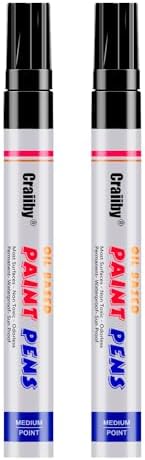 Black Paint Markers, 2 Pack Oil-Based Waterproof Quick Dry Permanent Paint Pen by Craiiby