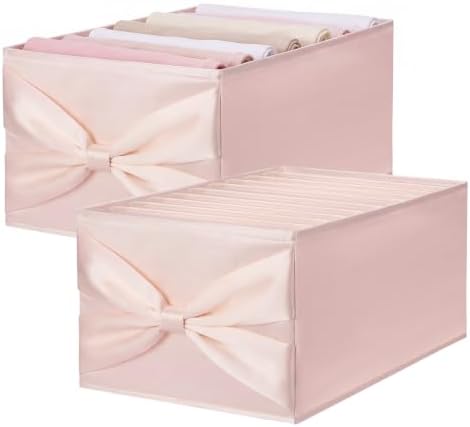 Gerrii 2 Pcs Pink Bow Storage Bins, 13.8" x 9.8" x 7.9" by Gerrii