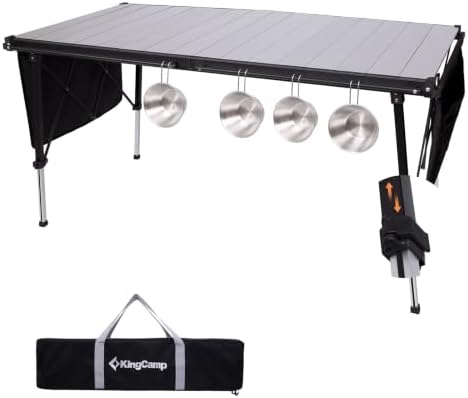 KingCamp Large 55.1" Folding Camping Table, 265lbs Adjustable Outdoor Table by KingCamp