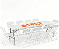 8 FT Plastic White Folding Table Set by WelcometoEDWINENE