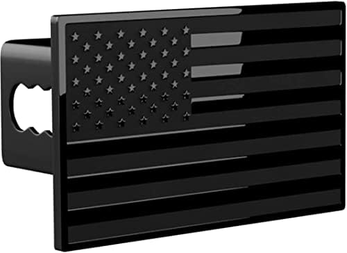 2.5" American Black Flag Metal Hitch Cover - Image 2