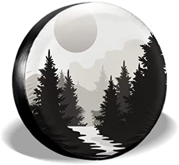 Abstract Moon Spare Tire Cover Mountain Tree 15 Inch Waterproof Dust-Proof by Unknown