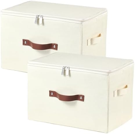 2PCS Storage Bins with Zipper Lids Decorative Lidded Basket Box by VinneGenzz