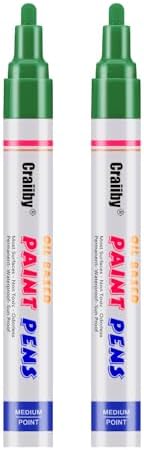 Green Paint Markers, 2 Pack Oil-Based Waterproof Quick Dry Permanent Paint Pen by Craiiby