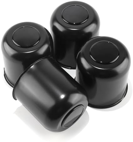 4Pcs 4.25" Stainless Trailer Wheel Center Caps, 4.29" H Matte Black by DEWFLEW