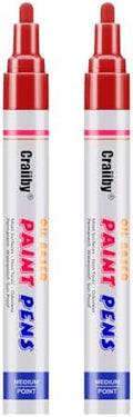 Red Paint Markers, 2 Pack Oil-Based Waterproof Quick Dry Permanent Paint Pen Set by Craiiby