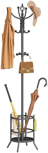 Tajsoon Coat Tree with Umbrella Stand, Coat Rack With 16 Hooks by Tajsoon