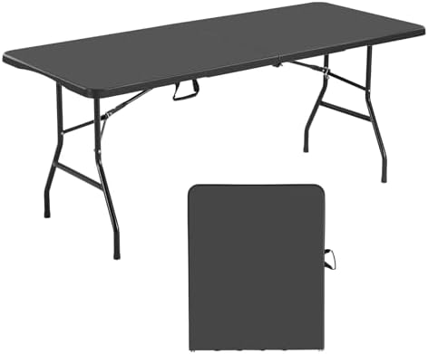 VEVOR Folding Table, Heavy Duty Portable Fold-in-Half Utility Table, Indoor by VEVOR
