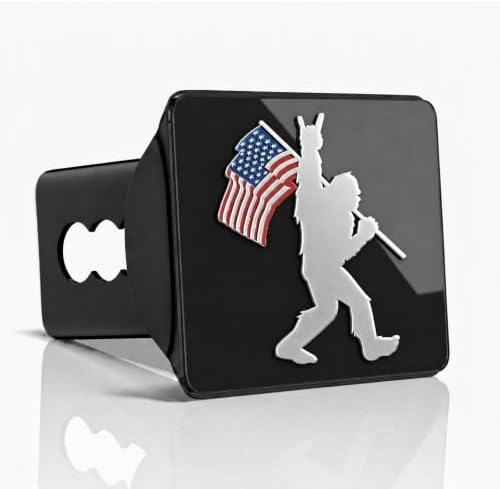 Bigfoot Rock On American Flag Trailer Hitch Cover - Image 2