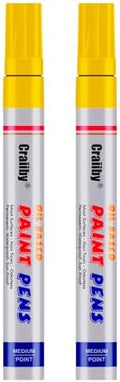 Yellow Paint Markers, 2 Pack Oil-Based Waterproof Quick Dry Permanent Paint Pen by Craiiby