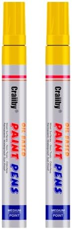 Yellow Paint Markers, 2 Pack Oil-Based Waterproof Quick Dry Permanent Paint Pen by Craiiby
