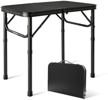 Small Camping Table 2Ft X 1.3Ft, Aluminum Portable Adjustable Table by Bingyouth