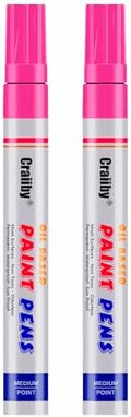 Pink Paint Markers, 2 Pack Oil-Based Waterproof Quick Dry Permanent Paint Pen by Craiiby