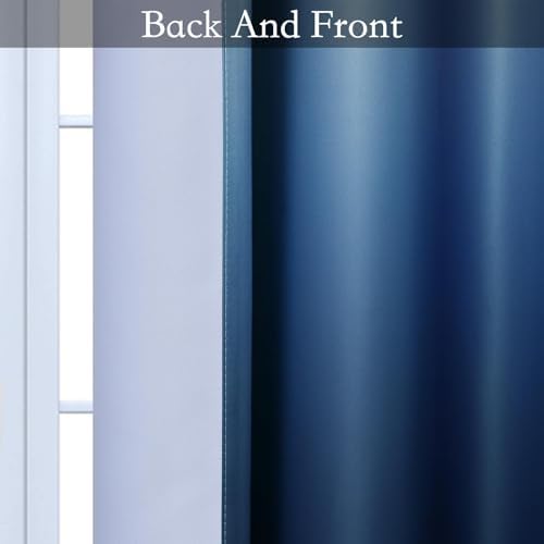 SimpleHome Ombre Gradient Blue White to Gray Curtains - Image 3