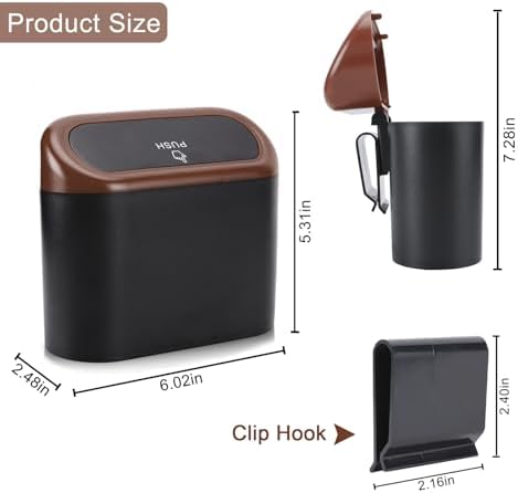 Accmor Car Trash Can with Lid, Leakproof Vehicle Trash Bin Auto Dustbin - Image 2