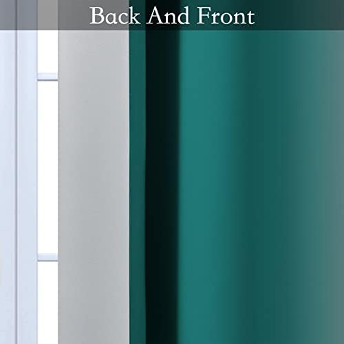 SimpleHome Ombre Teal to Grey White Curtains - Image 6