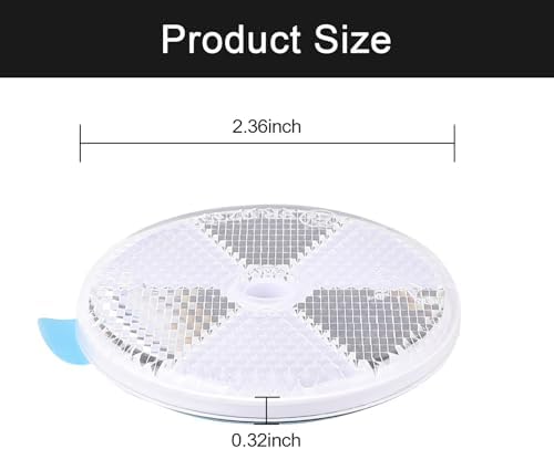10 Pack White Self Adhesive and Screw on Round Reflectors DOT - Image 2