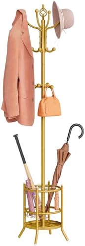 Tajsoon Coat Rack with Umbrella Holder, Coat Tree With 16 Hooks by Tajsoon