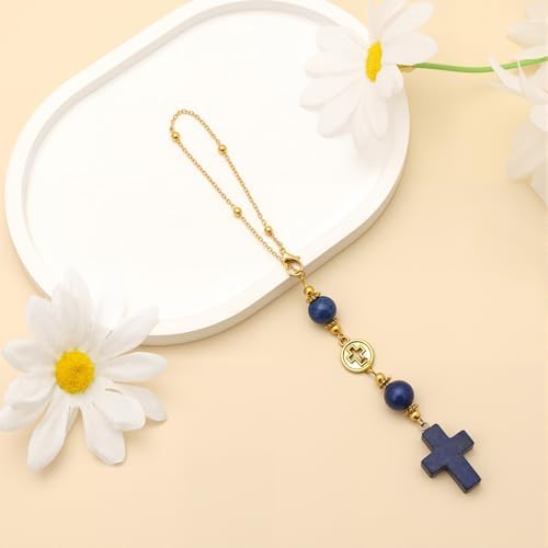 Lapis Lazuli Cross Car Hanging Ornament - Image 6