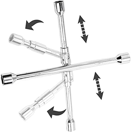 Hedume 2 Pack 14 Inches Universal Folding Lug Wrench, 4-Way Foldable Cross - Image 3